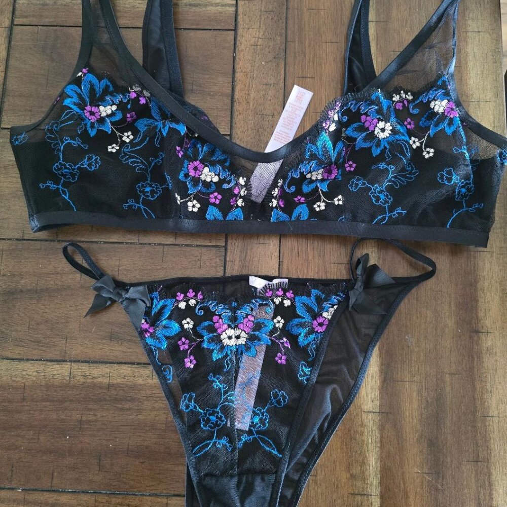 Savage X Fenty Wallflower Bralette (XL) & Panty (L) Set EUC